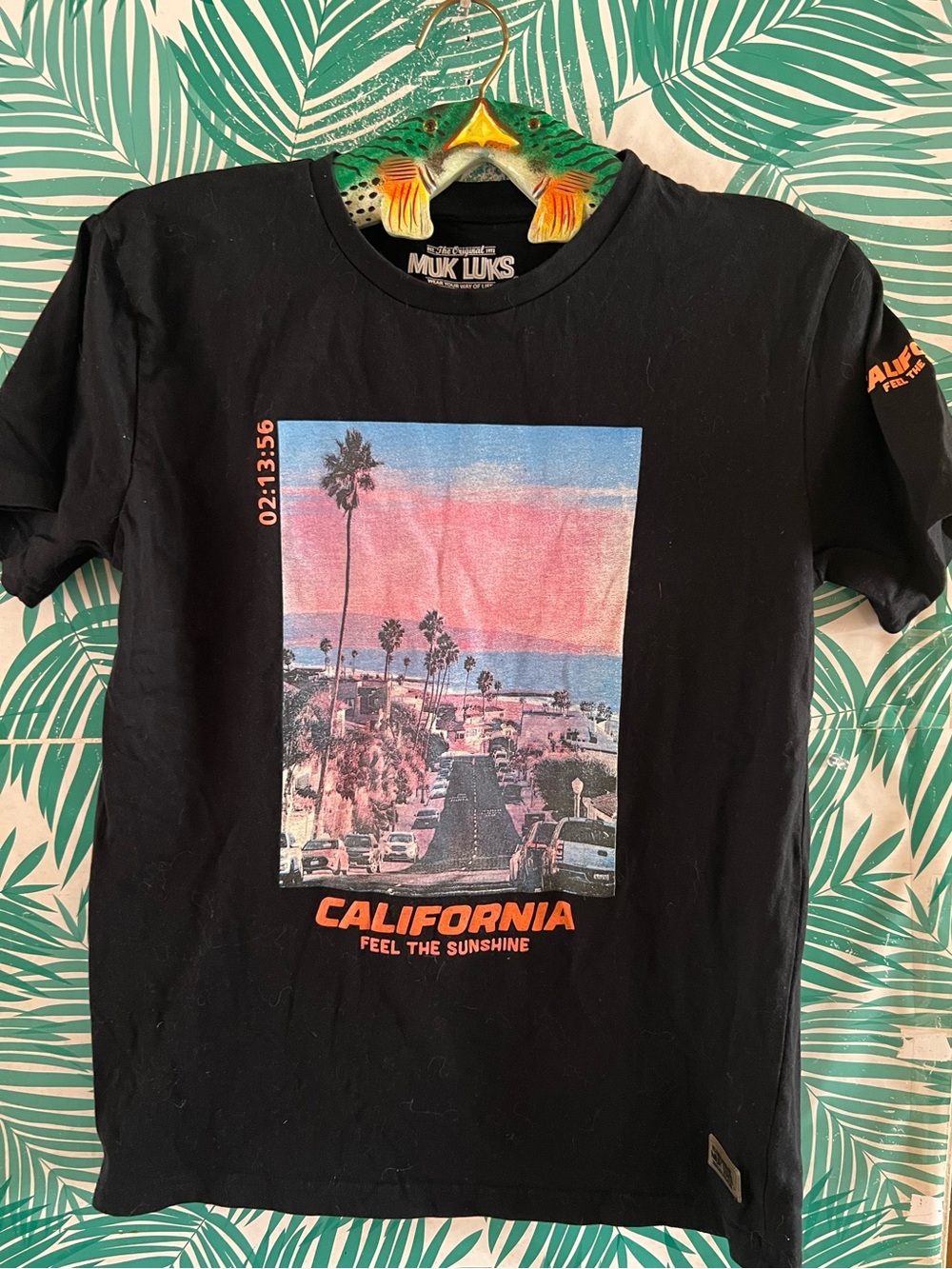 Muk Luks Black Short-Sleeve 'California' Graphic Tee w/ Sunset Print kids Sz 18